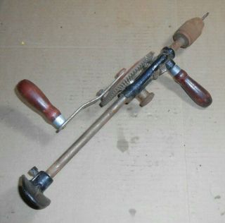 Vintage Antique Hand Crank Shoulder Chest Drill 2 Speed Mohawk Shelburne