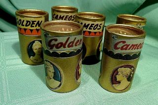 6 - Italian Golden Cameo Wood Fire Matches 1950 