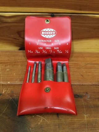 Vintage Bonney Screw Extractors Set No.  Ser / 6 Piece 1 2 3 4 5 - Made In Usa