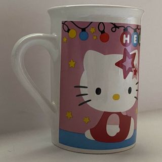 Hello Kitty Mug Ceramic Cup Tea Coffee White Pink Christmas Tree Lights Rare