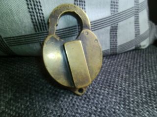 Vintage Antique 1879 W Bohannan Brooklyn 85 Brass Padlock Heart Shaped Lock