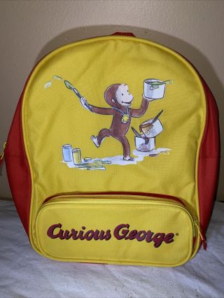 Curious George Yellow & Red Backpack 13.  5 Inches