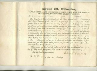 1836 Promotion Document For Salmon Allen To Lieutenant Connecticut 25th Infantry