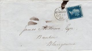 1861 Qv Edinburgh Cover With A Fine 2d Blue Stamp Plate 8 Sent To Blairgowrie
