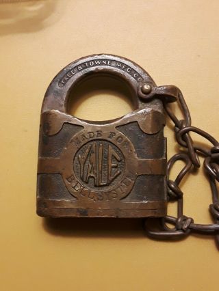 " Bell System " Standard Yale Brass Padlock,  Vintage Antique Lock