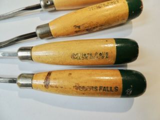 Vintage MILLERS FALLS Wood Carving Tool Set of (5) Gouges Chisels 2