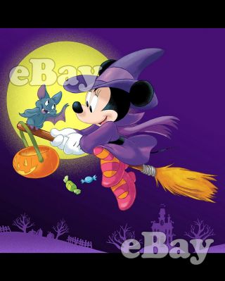 Rare Disneyland Halloween Cartoon Color 8 X 10 Photo Minnie Mouse
