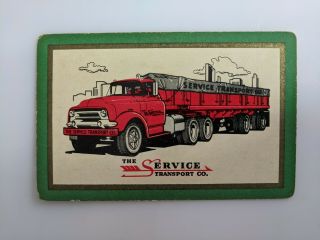 Old Single Playing Card The Service Transport Co Vtg Antique Semi - Truck Freight