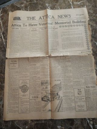 1945 Attica News Full Newspaper Military Ww2 Names Of Soldiers Missing,  History