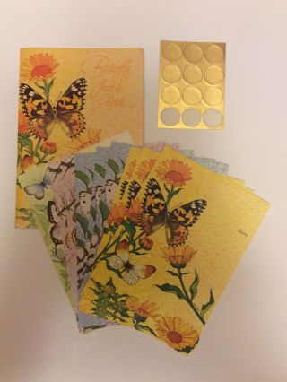 Vintage Current Butterfly Just - A - Notes Stationery 9 Sheets And Seals