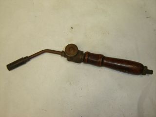 Vintage Brass Blow Torch With Wooden Handle