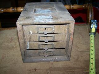 Vintage Small 4 Drawer Metal Parts Bin Nail Bolts Small Tool Storage Box Retro