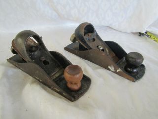 Vintage Stanley No.  220 Wood Block Planes X,  S 2 - Both Different Made In Usa