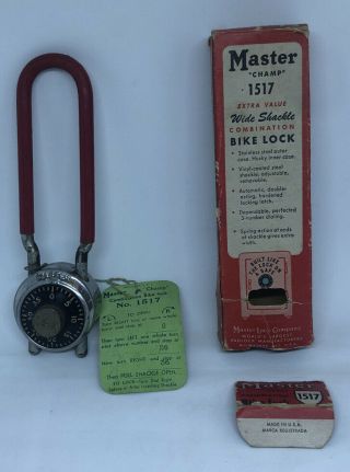 Vintage Bike Master ‘champ’ Combination Lock 1517 Master Lock Company Bicycle