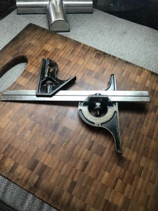 Vintage Millers Falls No.  4 Grad Rule Combo Square/protractor/level Greenfield Ma