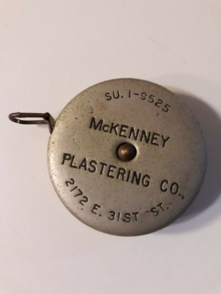 Vtg Metal Advertising Tape Measure Mckenney Plastering Co.  Cleveland Ohio