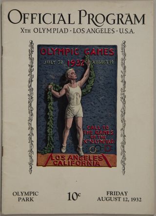 Vintage August 1932 Tenth Summer Olympics Official Program Los Angeles,  Calif.