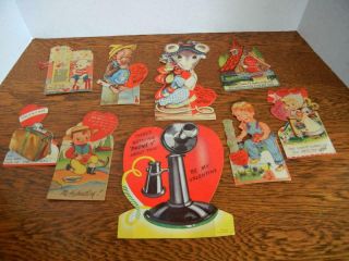 9 Vintage Mechanical Valentine Cards Late 1940 