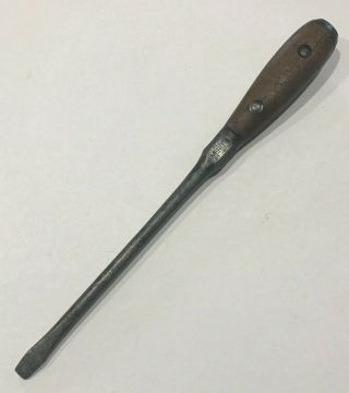 Vintage Merit Wooden Handle Screwdriver 8 " Long W/ 3/8 " Tip
