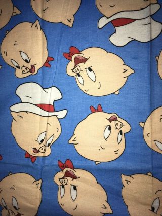 Vtg 1993 Porky Pig Flannel Fabric 19x42 Warner Bros