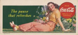 Drink Coca - Cola " The Pause That Refreshes " 1941 Coca - Cola Illustrated Ink Blotter