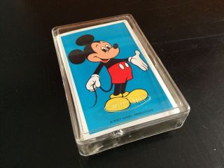 Vintage Walt Disney World Mickey Mouse Playing Cards In Case