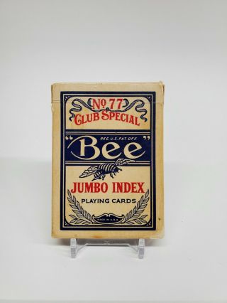 Vintage No 77 Club Special Jumbo Index Bee Playing Cards