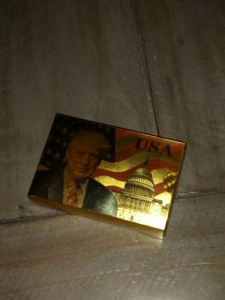 Donald Trump Gold Foil Waterproof Plastic Playing Poker Deck Game Cards Usa.  Ln