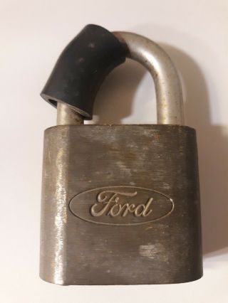 Vtg Ford Motor Company Brass Padlock Hardware Tools No Key