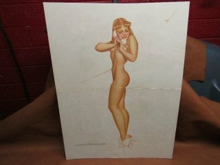 George Petty Pinup Girl Print Lithograph 18.  5in X 14in Gatefold Esquire