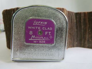 Vintage Lufkin Mezurall White Clad Tape Measure 8ft C928 E4