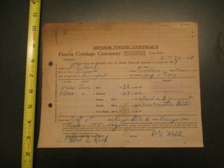 Peoria Cordage Company Binder Twine Contract 1918 Il Invoice Letterhead 552