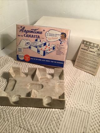 Vintage Nu - Dell Plastics Marbled Plastic Double Card Tray Argentina Canasta