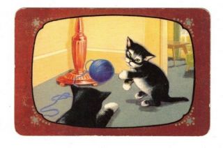 Swap Card Coles Un - Named Series Vintage - Kittens Playing With Wool