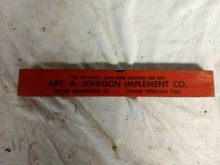 Vintage Advertising Wooden 12 " Level John Deere Johnson Implement Marathon Iowa