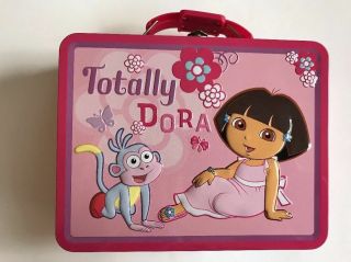 Dora The Explorer Tin Metal Lunch Box Storage Carry All Gift Case Totally Dora