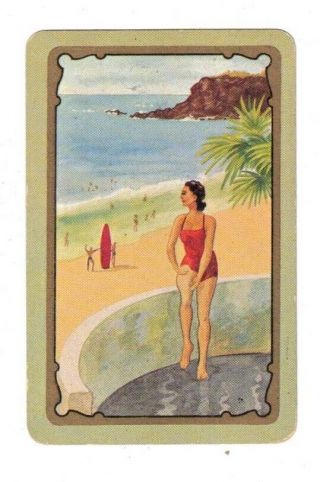 Swap Card Coles Un - Named Series Vintage - Lady Looking Over The Beach