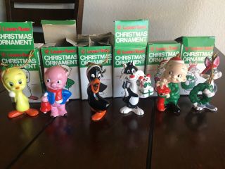 1979 Looney Tunes Daffy,  Elmer,  Tweety,  Sylvester Bugs Bunny Christmas Ornaments