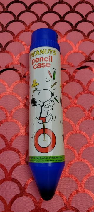 " Snoopy Peanuts & Gang " Pencil Case W Sharpener By Empire 1965 Hong Kong