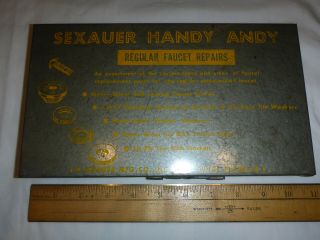 Sexauer Handy Andy No 1a Metal Box With Parts For Regular Faucet Repairs Vintage