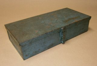Vintage Blue Green Metal Utility Case Tool Box Storage Parts Organize