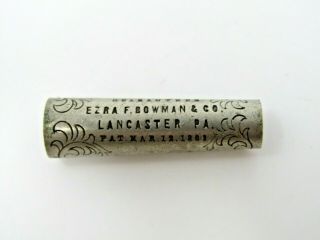 Ezra F Bowman Woodworking Tool Cover Tag Lancaster Pa 1889