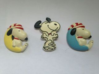 Set Of 3 Vintage Snoopy Peanuts Fridge Magnets