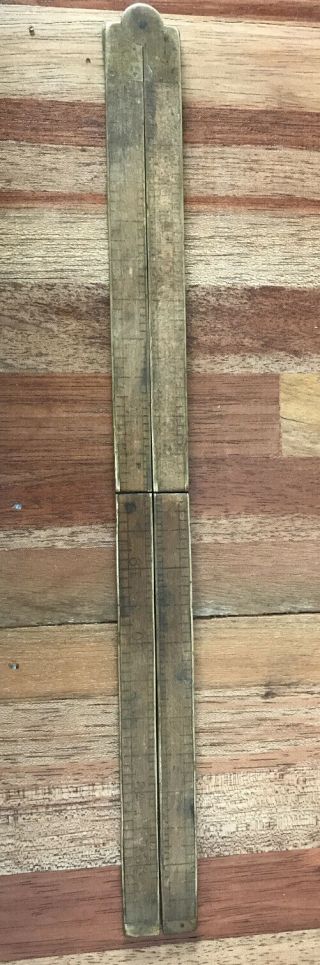 Vintage Stanley Sweetheart No.  62 Folding Ruler Brass & Boxwood 100 Years Old