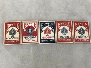 Bicycle Pinochle Playing Cards 5 Packs 48 Air Cushion Finish Usa