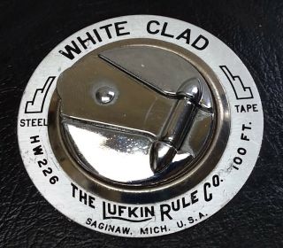 VINTAGE LUFKIN RULE CO.  WHITE CLAD 100ft HW 226 STEEL MEASURING TAPE 2
