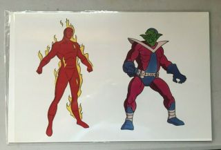 1994 Marvel Action Hour Fantastic Four Animation Cel Human Torch & Skrull Promo