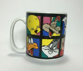 1993 Warner Bros Looney Tunes Characters Mug Taz,  Daffy,  Bugs Bunny,  Tweety