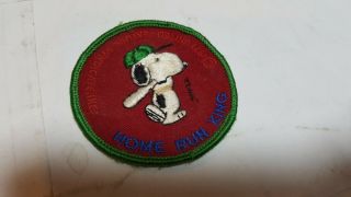 Vintage 1971 Snoopy Home Run King Embroidered Patch Baseball Peanuts Schulz
