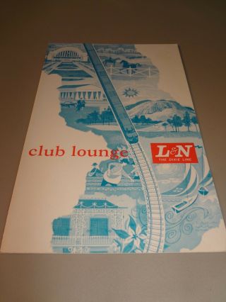 Vintage L&n The Dixie Line Club Lounge Beverage Menu Louisville & Nashville R.  R.